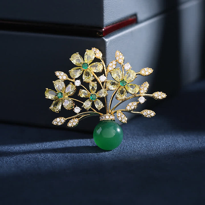 Frauen Blumenstrauß Vase Brosche