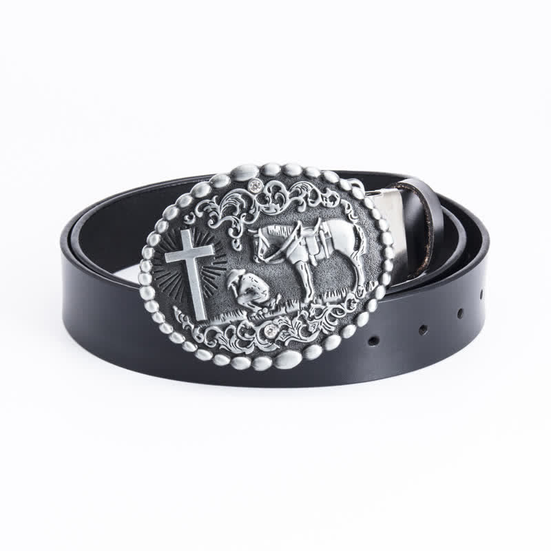 Herren Steed Kreuz Knien Gebet Ledergürtel