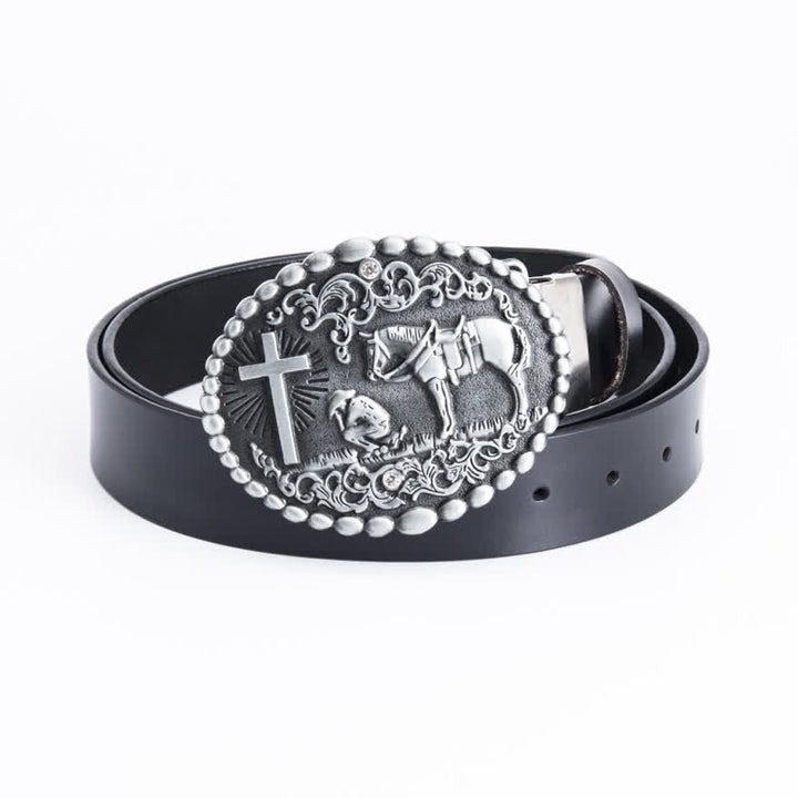 Herren Steed Kreuz Knien Gebet Ledergürtel