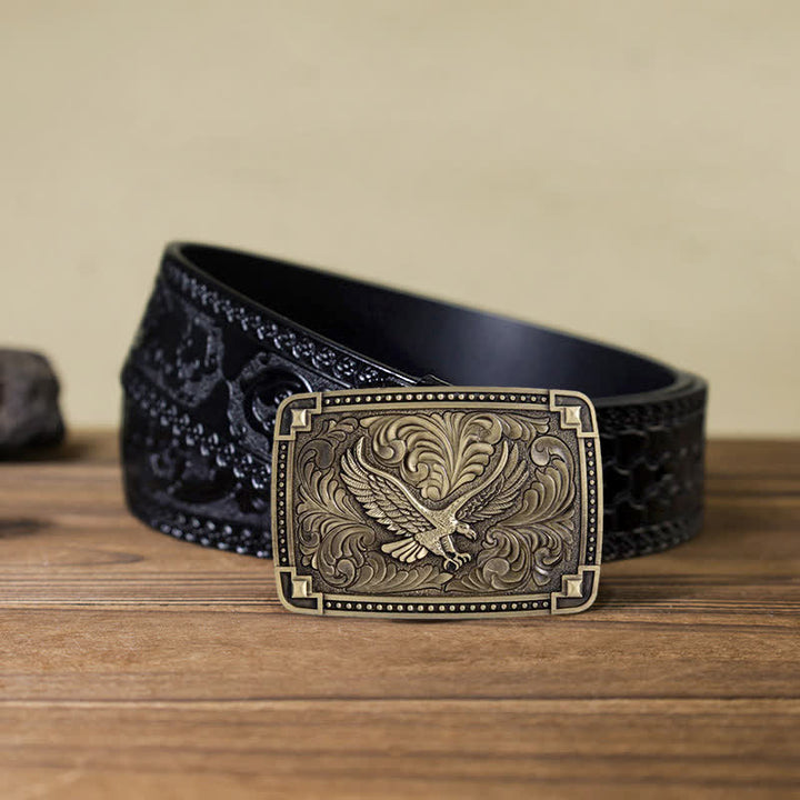 Herren DIY Soaring Eagle In Dreamy Sky Schnallen-Ledergürtel