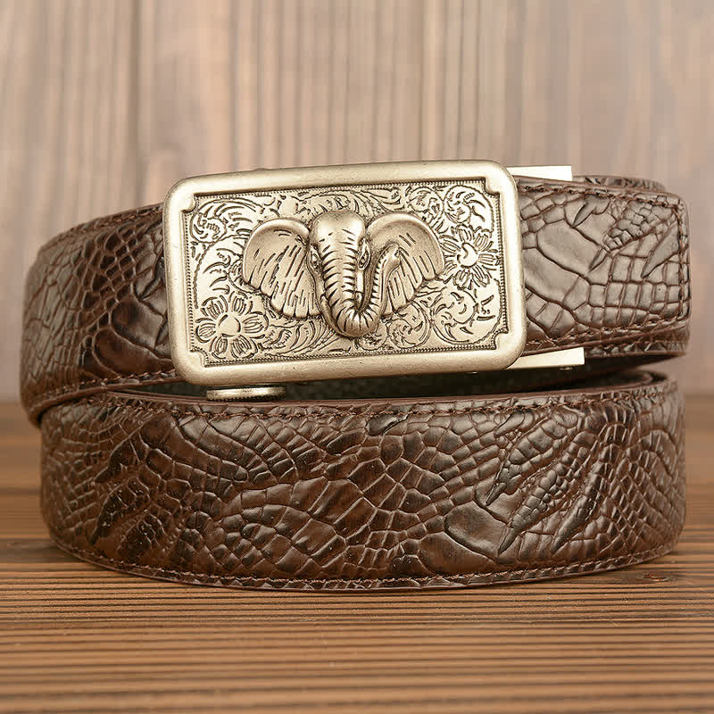 Herren Punk Elefant Alligator Muster Ledergürtel