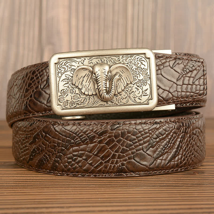 Herren Punk Elefant Alligator Muster Ledergürtel