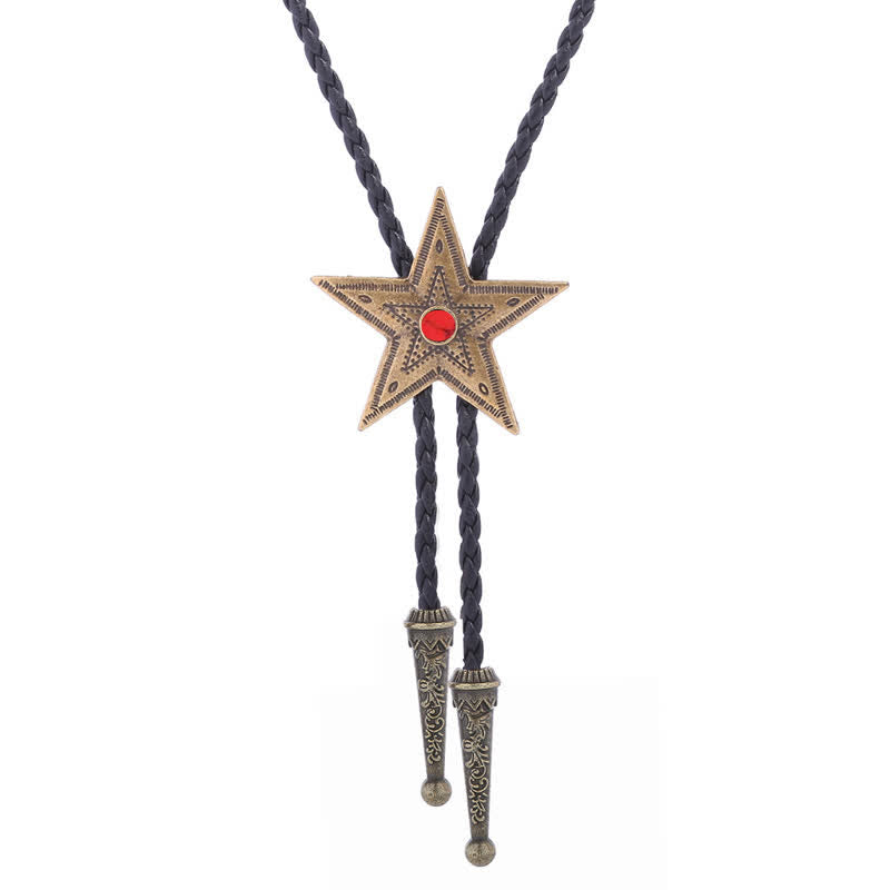 Vintage Naturstein Stern Anhänger Halskette Bolo Tie