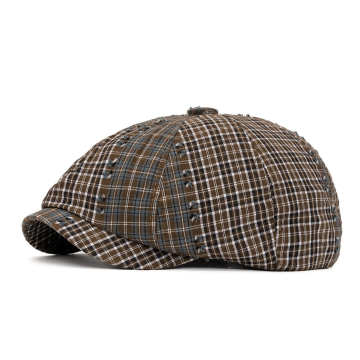 Baskenmütze im Retro-Stil mit Farbblockierung, geeignet für Frühling und Sommer - Armeegrün - Einstellbar (22 1/2"-24") - image 12