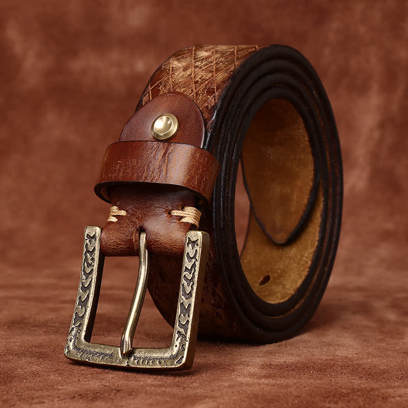 Entworfenes Vintage-Lederband mit geprägtem Diamantmuster