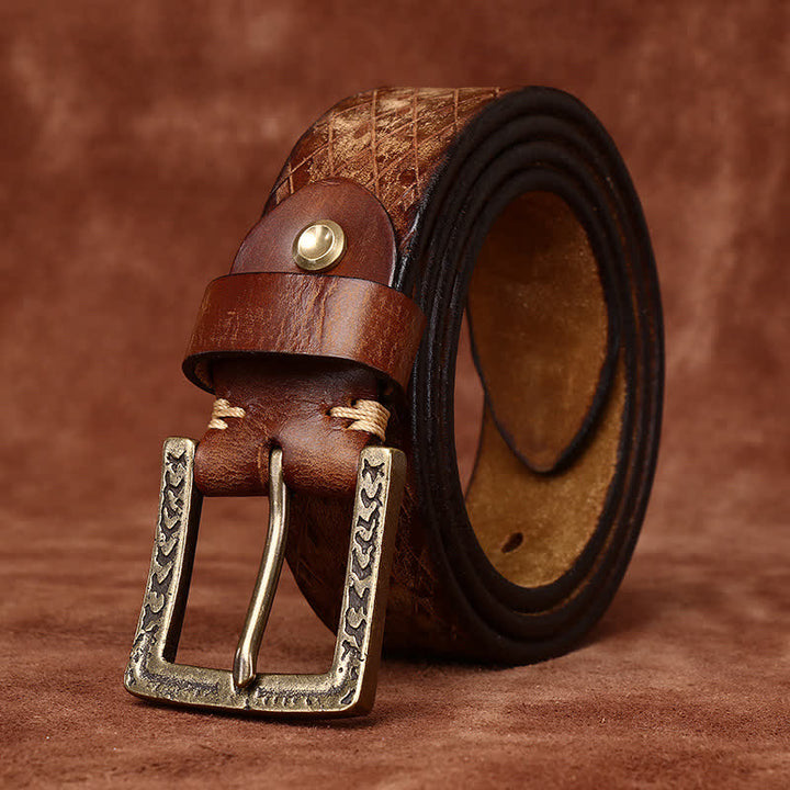 Entworfenes Vintage-Lederband mit geprägtem Diamantmuster