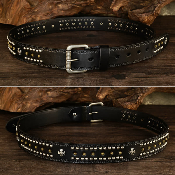 Unisex-Gürtel im Rock-Stil mit Kreuznieten-Dekor