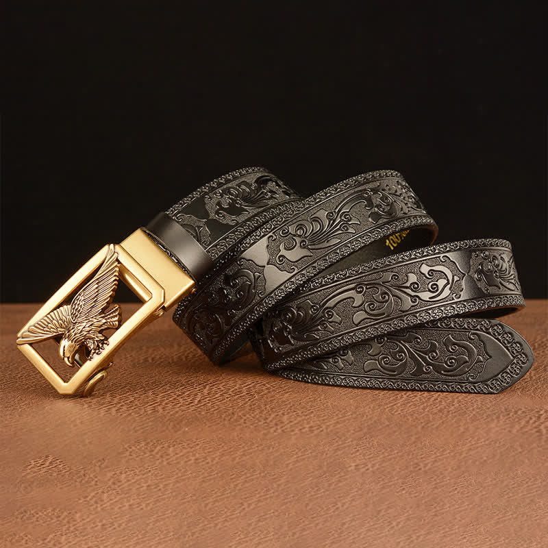 Herren Vintage Gürtel mit Adler Schnalle aus Leder