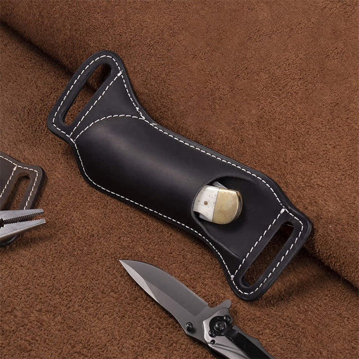 Bogentaschenmesser-Träger Lederscheide Gürteltasche