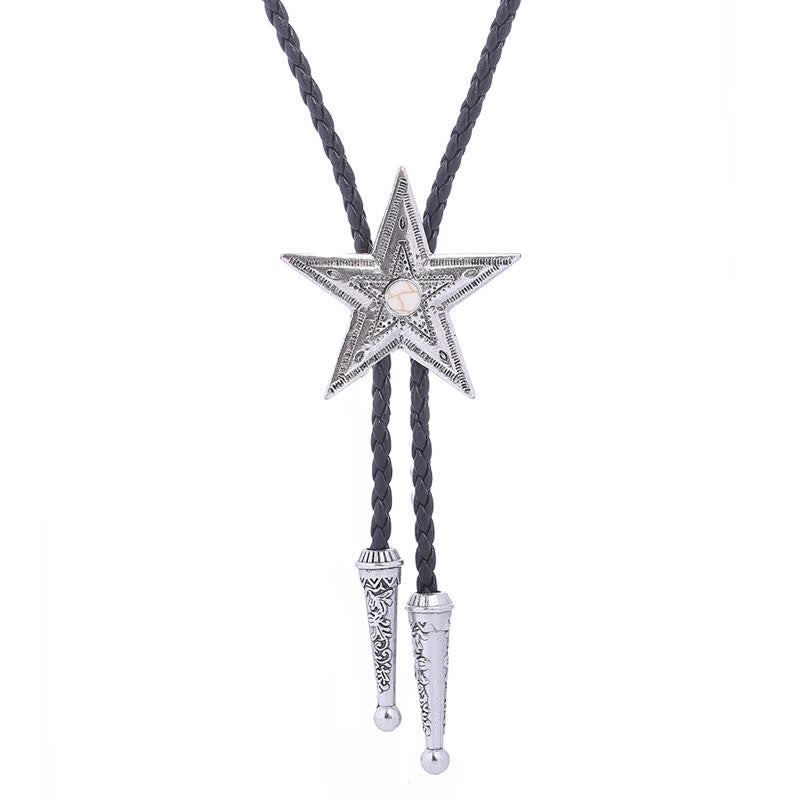 Vintage Naturstein Stern Anhänger Halskette Bolo Tie