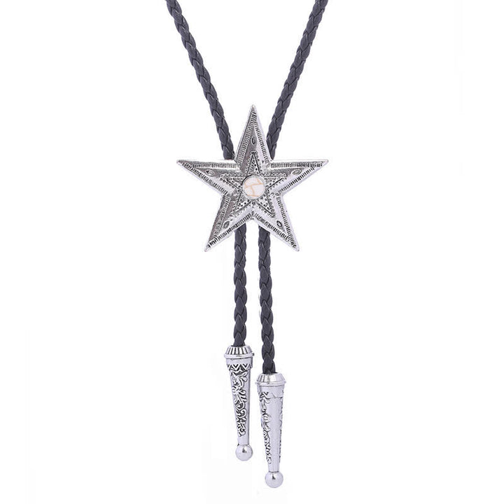 Vintage Naturstein Stern Anhänger Halskette Bolo Tie