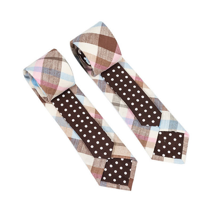 Herren Neuartiger Karo-Blumen-Patchwork-Krawatte - Braun Kariert - image 27