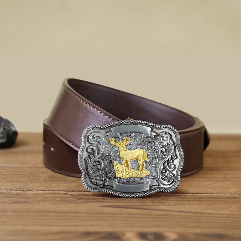 Herren DIY Ledergürtel mit goldener Tierschnalle