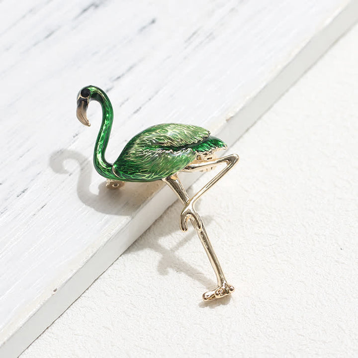Frauen Exotische Emaille Flamingo Brosche