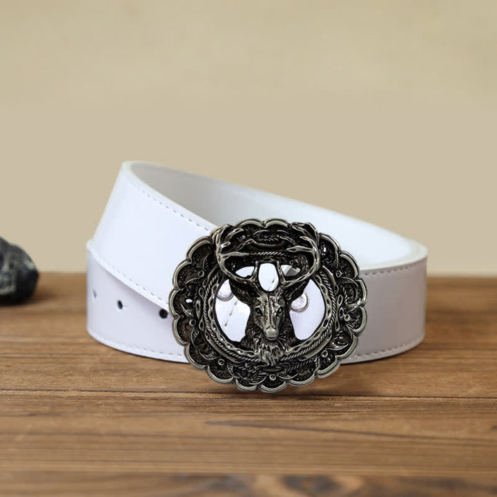 Männer DIY Hohle 3D Elchgeweih Schnalle Ledergürtel