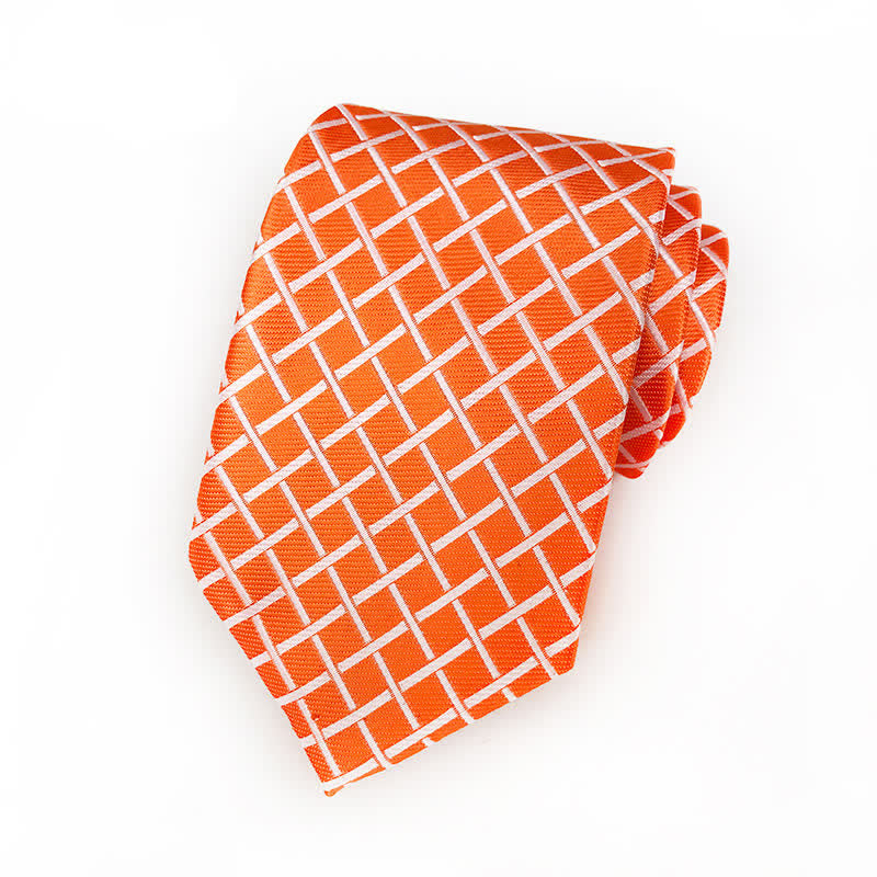 Helle karierte gewebte Krawatte für Männer - Orange - image 7