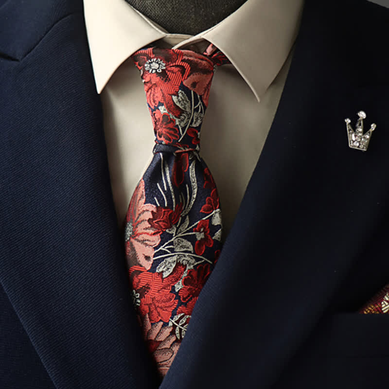 Mystischer rosa und roter floral gemusterter Krawatte für Herren - Rosa & Rot - image 0