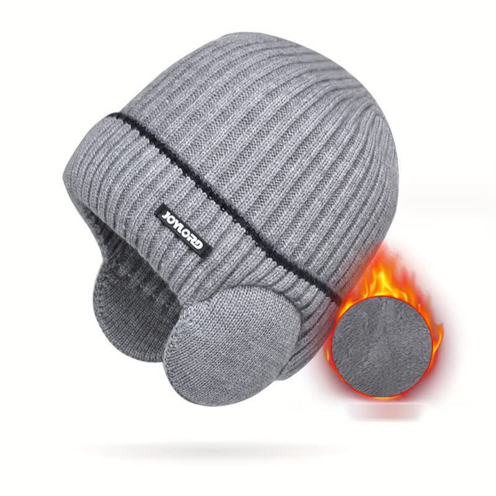 Unisex Hut mit einfarbigen Ohrenklappen, elastisch und verdickt, gestrickt