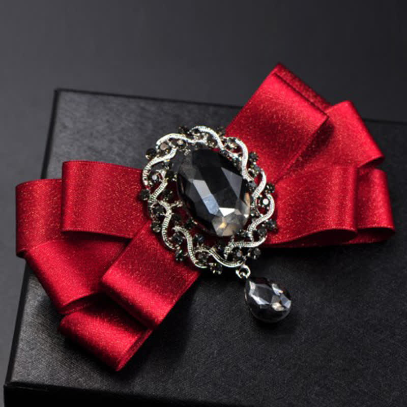 3-tlg. Set Schwarze Krawatte mit Strasssteinen in einfarbigem Design