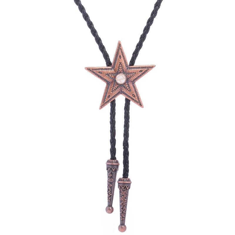 Vintage Naturstein Stern Anhänger Halskette Bolo Tie