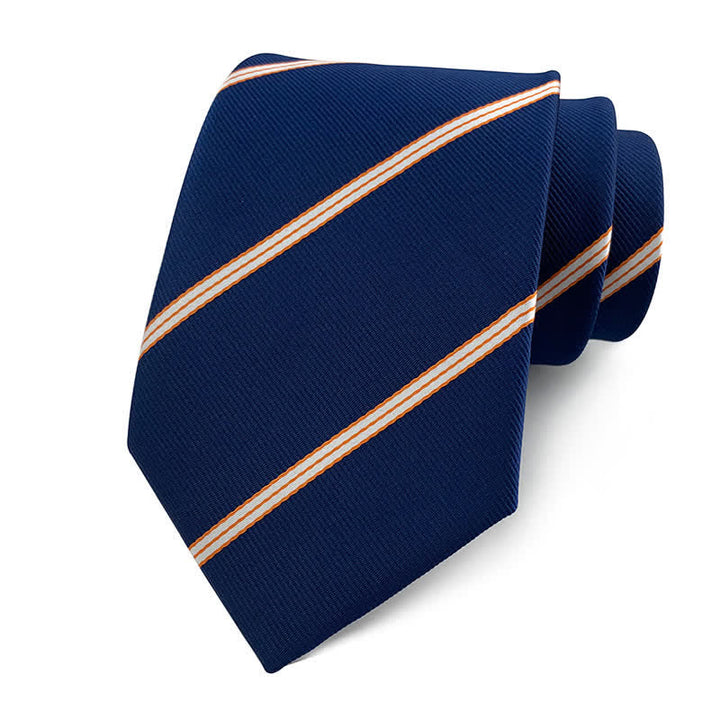 Traditionelle Repp-Gestreifte Bürokrawatte für Herren - Marineblau - image 3