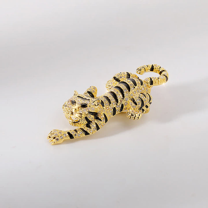 Sinnliche Kletternde Tiger-Brosche für Männer