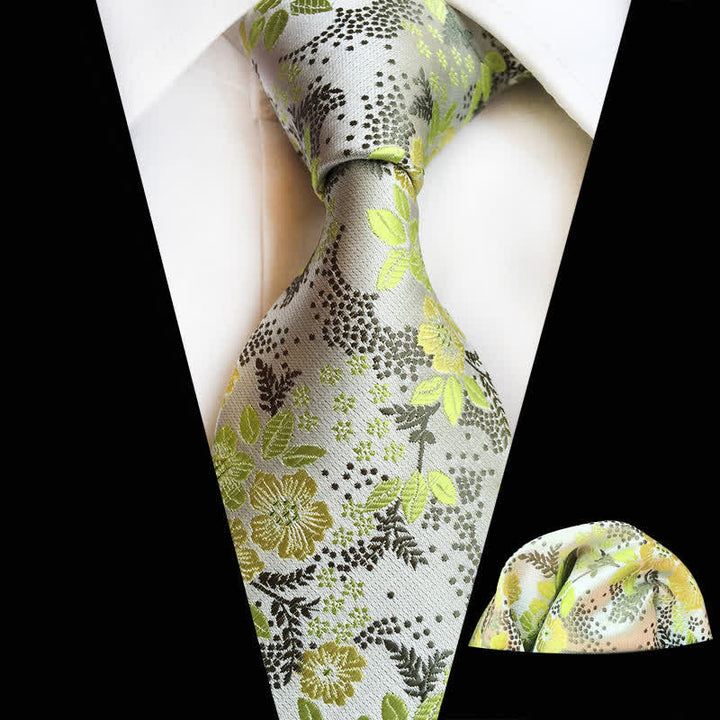 2-teiliges Krawattenset für Herren mit Pflaumenblüten-Blumenmuster - ZitroneChiffon - image 12