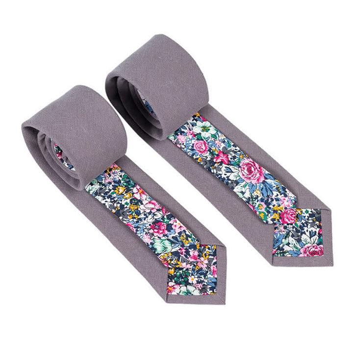 Herren Neuartiger Karo-Blumen-Patchwork-Krawatte - Mittelviolett - image 5