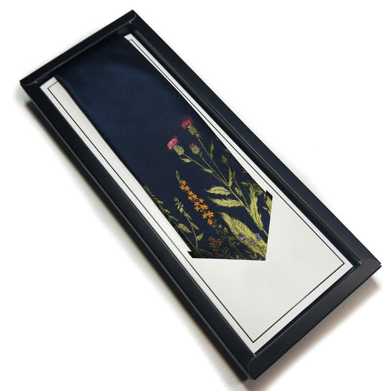 Marineblau Herren-Krawatte Mit Blumenmuster