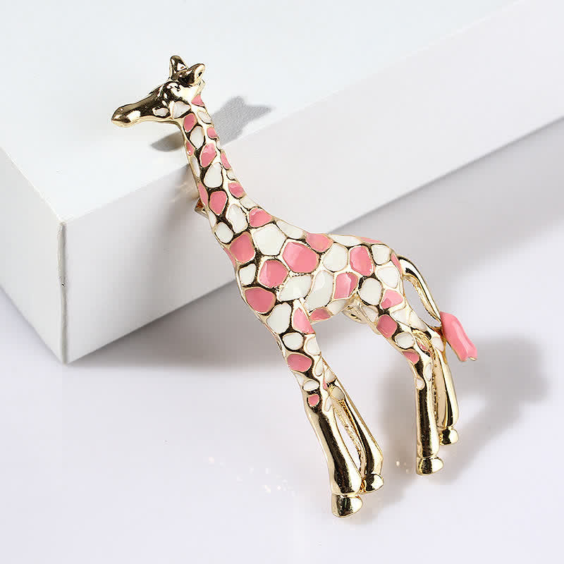 Damen Cartoon Glänzende Emaille Giraffenbrosche