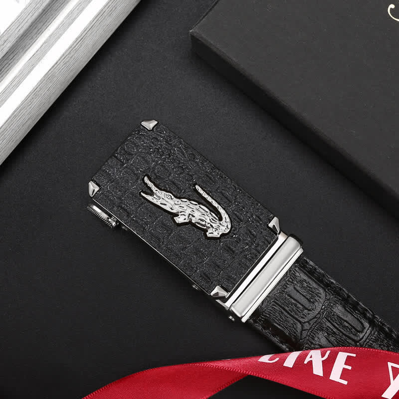 Herren Gürtel mit Krokodil-Relief Schnalle aus Leder