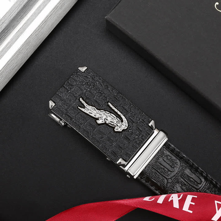 Herren Gürtel mit Krokodil-Relief Schnalle aus Leder
