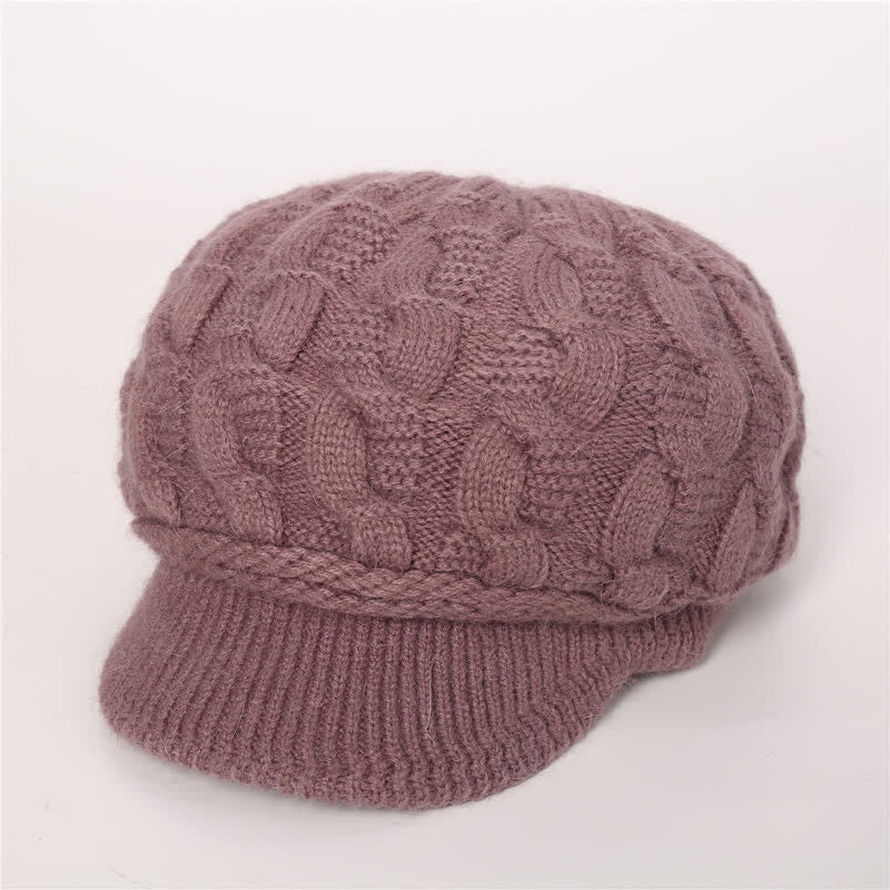 Damen Beanie-Hut mit lockerem flauschigem Futter und Schirm
