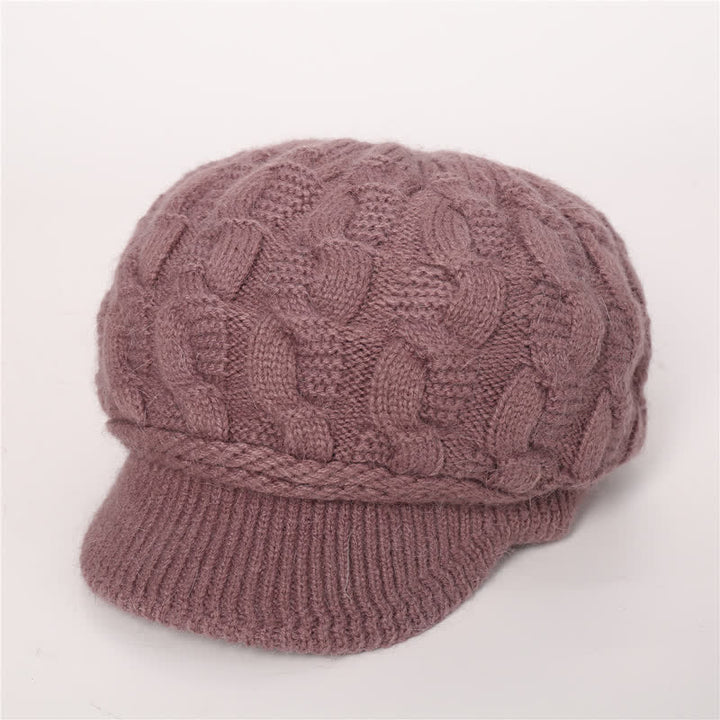 Damen Beanie-Hut mit lockerem flauschigem Futter und Schirm