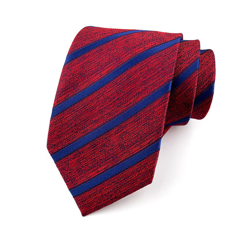 Klassische Herren-Krawatte mit dünnen Streifen - Rot & Marineblau - image 4