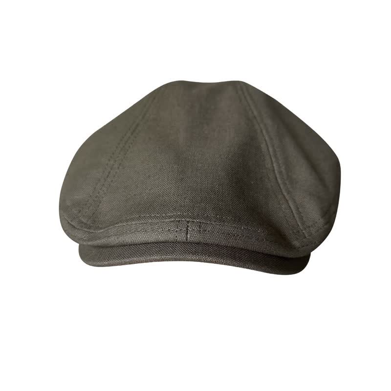Leinen Army green Atmungsaktives Barett Flachkappe