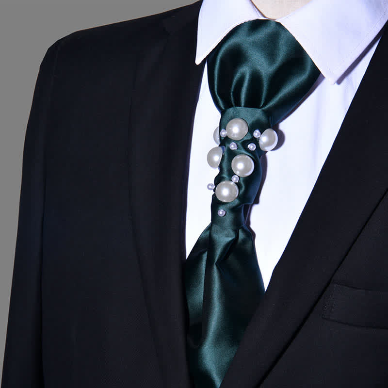 Vintage-Perlen-Hochzeitskrawatte für Herren - Grün - image 19