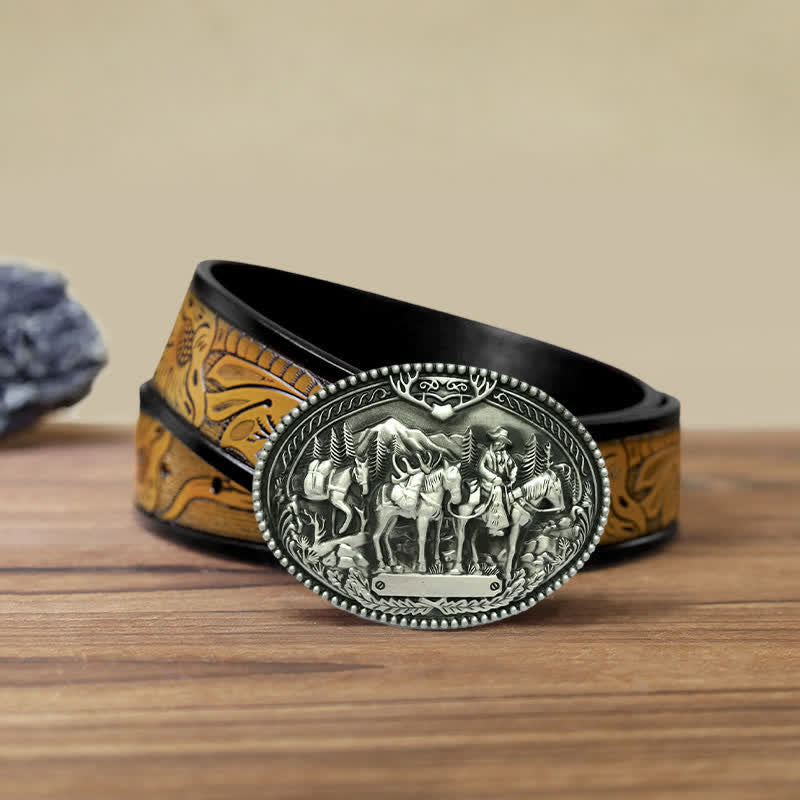 Herren DIY Cowboy Ritter Führt Pferd Schnalle Ledergürtel