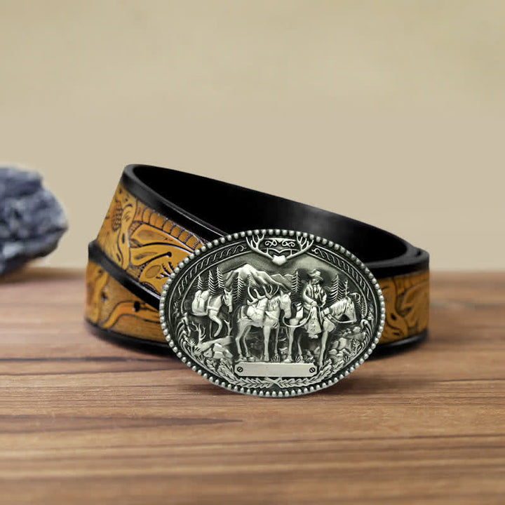 Herren DIY Cowboy Ritter Führt Pferd Schnalle Ledergürtel