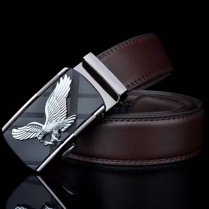 Herren Leder Gürtel mit Animal Eagle Automatik Schnalle