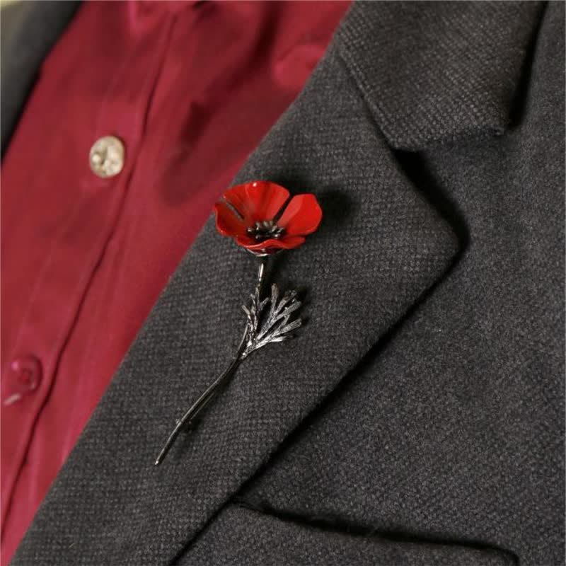 Elegante Rote Mohnblumenbrosche für Frauen