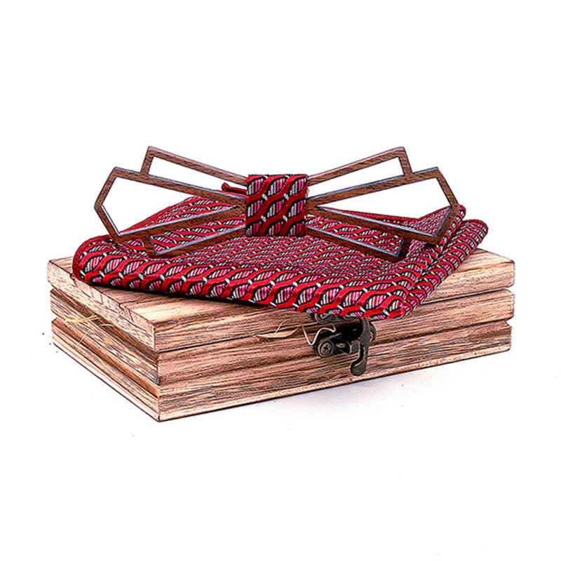 2Stk. Herren Neuheit Hohl Holz Fliege Set