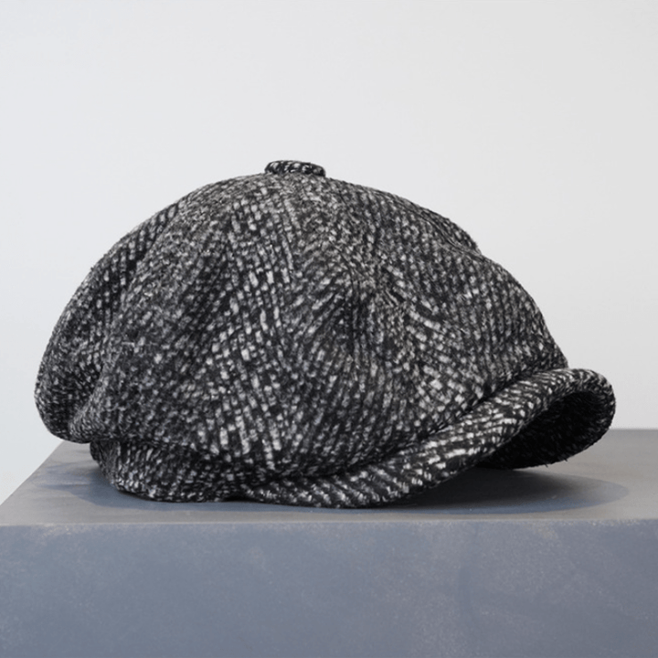 Schwarz Fleck Tweed Zeitungsjunge Achteckiges Barett - image 4