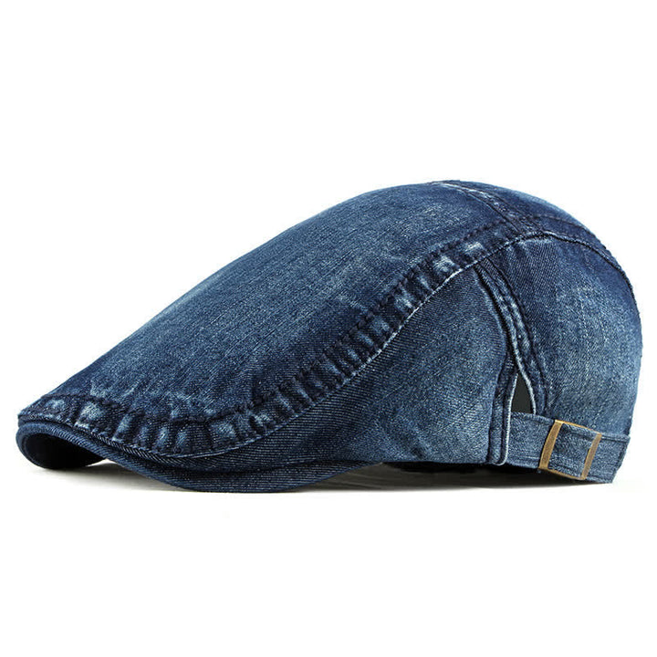 Einfache Jeans-Denim-Casquette-Baskenmütze - Dunkelblau - Verstellbar (ca. 21 5/8"-23 5/8") - image 9