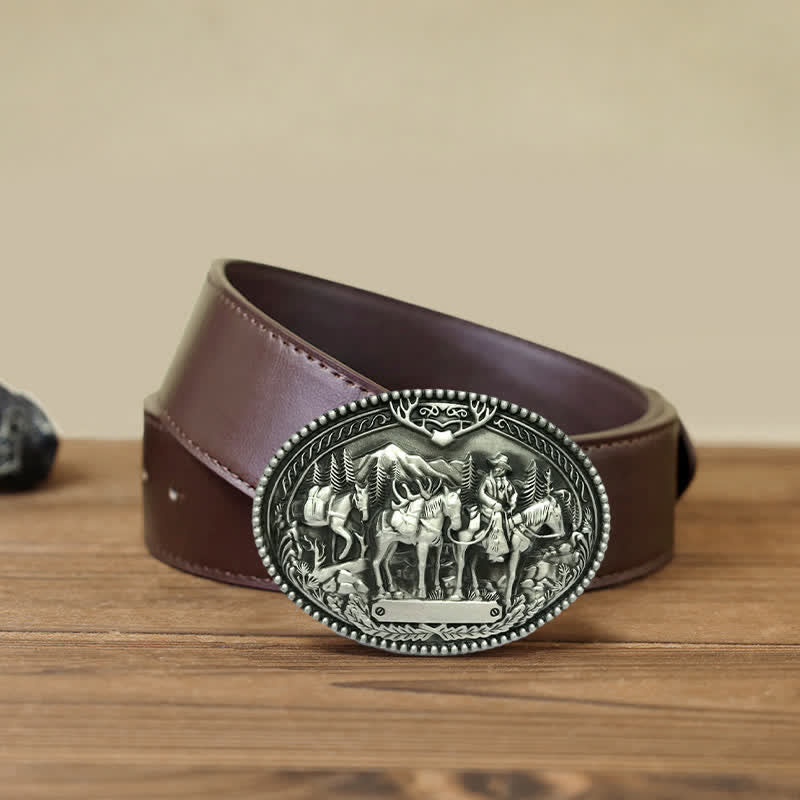 Herren DIY Cowboy Ritter Führt Pferd Schnalle Ledergürtel