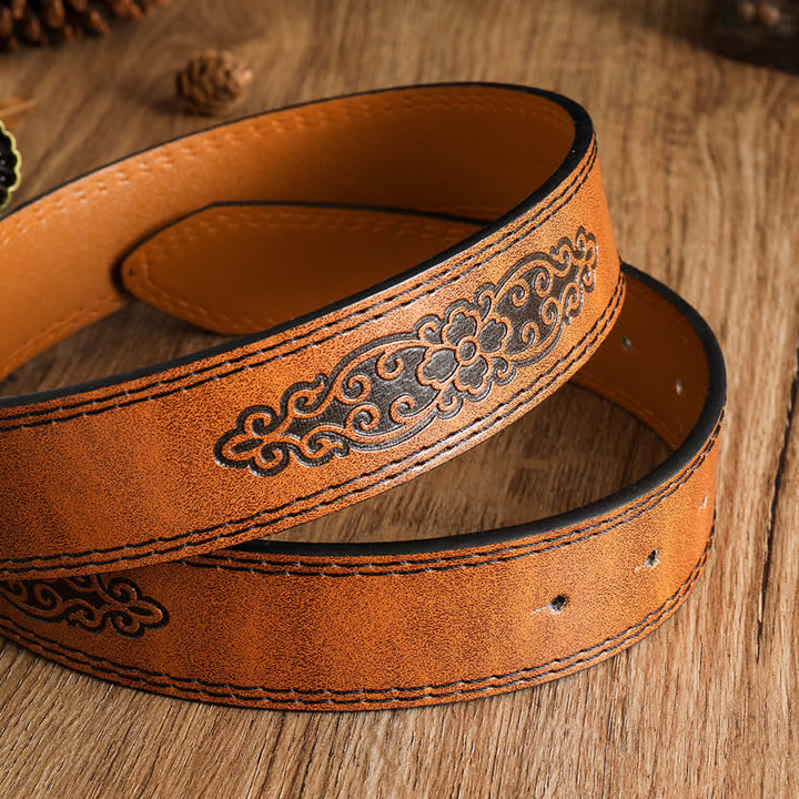 Ledergürtel mit Antik-Gold-Adler-Motiv für Herren