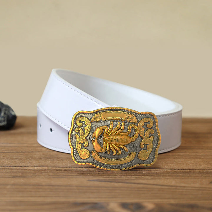 Herren DIY Ledergürtel mit goldener Skorpion-Schnalle