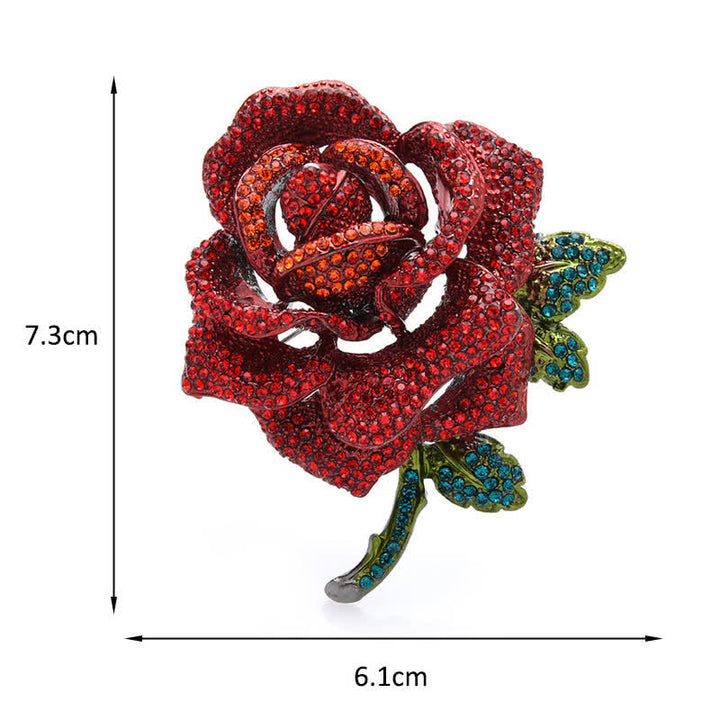 Frauen Elegante Rosen-Strass-Brosche
