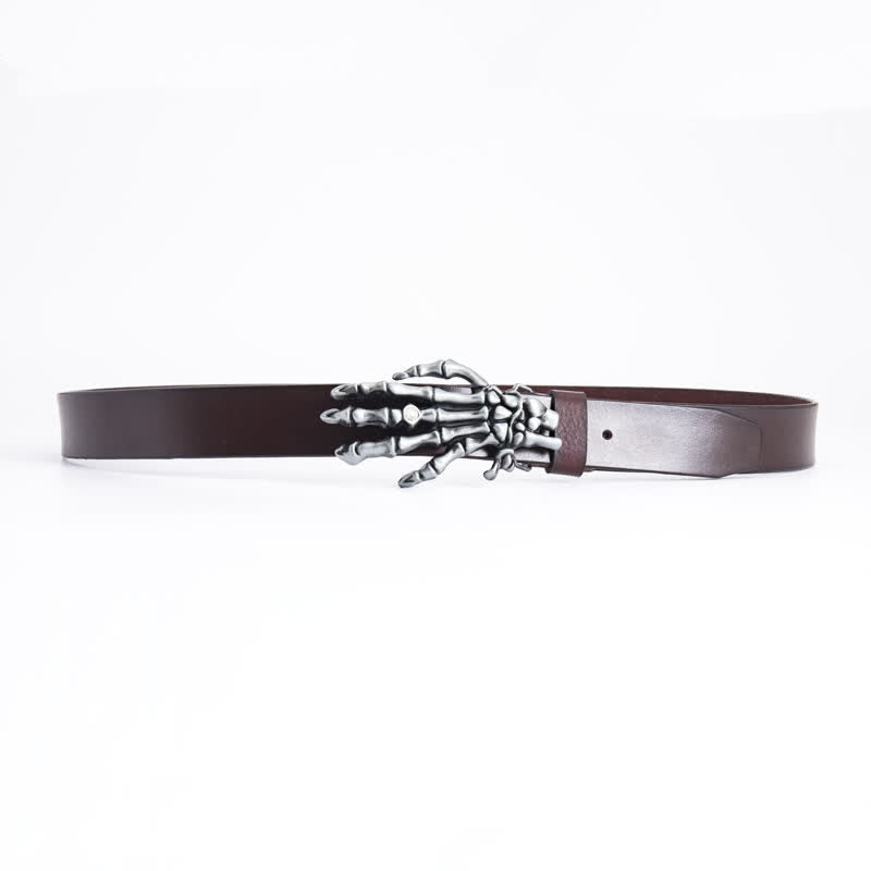Herren Rock Punk Skelett Hand Ledergürtel
