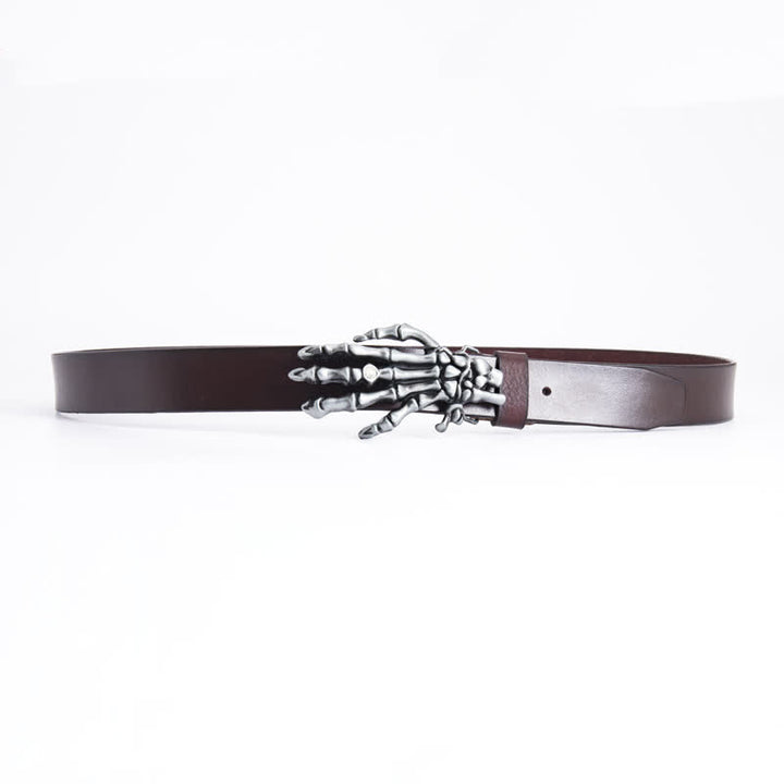 Herren Rock Punk Skelett Hand Ledergürtel